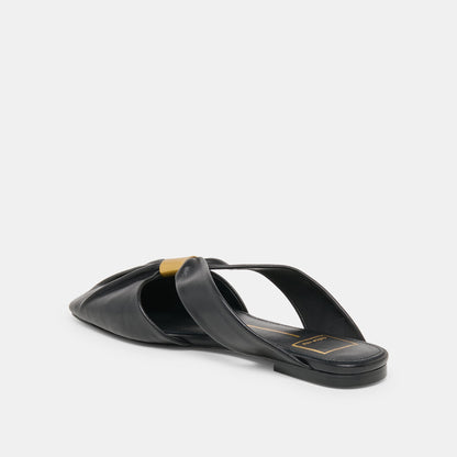 Franey Black Leather Flats | Dolce Vita