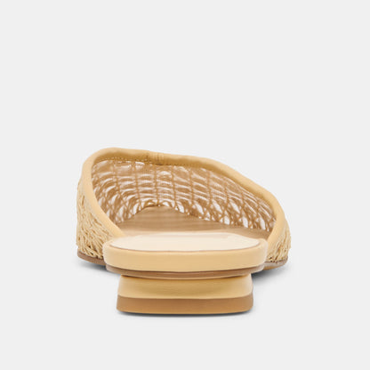 Elm Natural Cross Hatch Raffia Flats | Dolce Vita