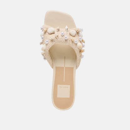 Lizza Oatmeal Beaded Raffia Sandals | Dolce Vita