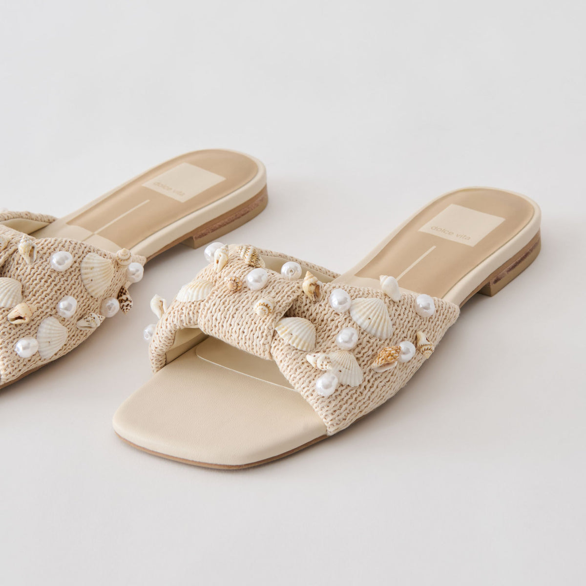 Lizza Oatmeal Beaded Raffia Sandals | Dolce Vita