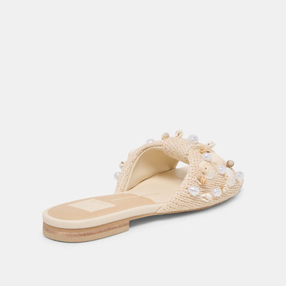 Lizza Oatmeal Beaded Raffia Sandals | Dolce Vita