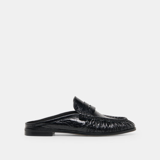 BETZY Midnight Crinkle Patent Closed-Toe Slip-On Loafers | Dolce Vita