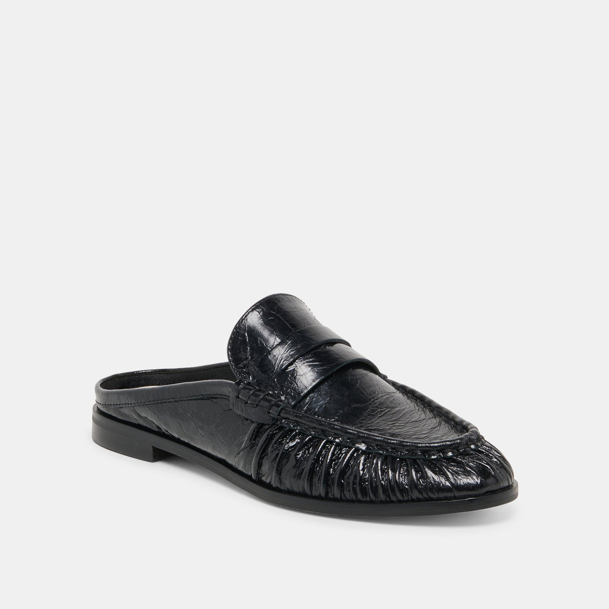 BETZY Midnight Crinkle Patent Closed-Toe Slip-On Loafers | Dolce Vita