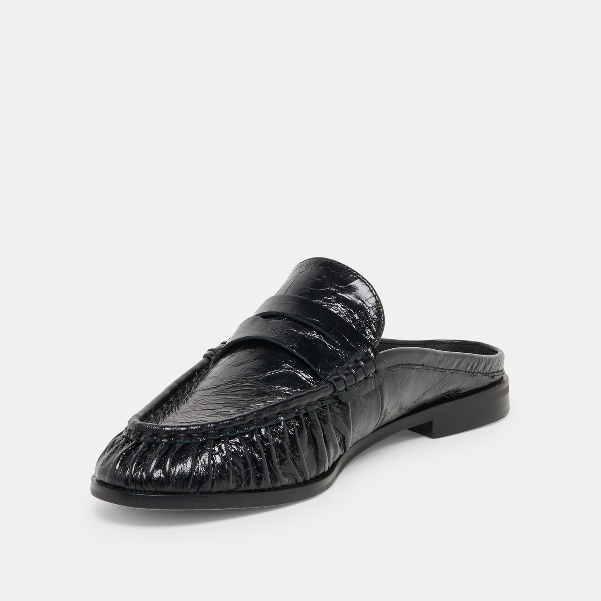 BETZY Midnight Crinkle Patent Closed-Toe Slip-On Loafers | Dolce Vita