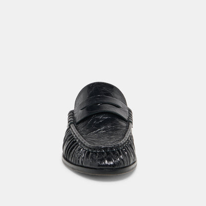 BETZY Midnight Crinkle Patent Closed-Toe Slip-On Loafers | Dolce Vita