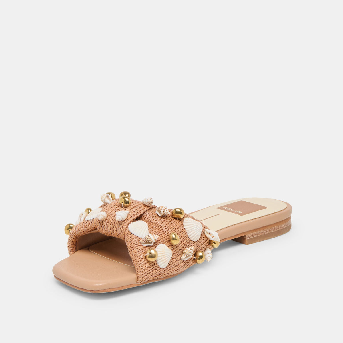 Lizza Toffee Beaded Raffia Sandals | Dolce Vita