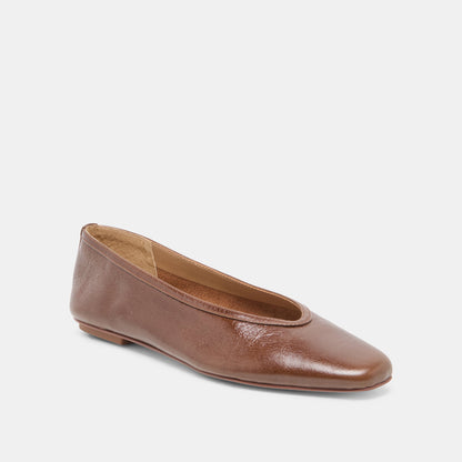 CARET Russet Leather Pointed-Toe Ballet Flats | Dolce Vita
