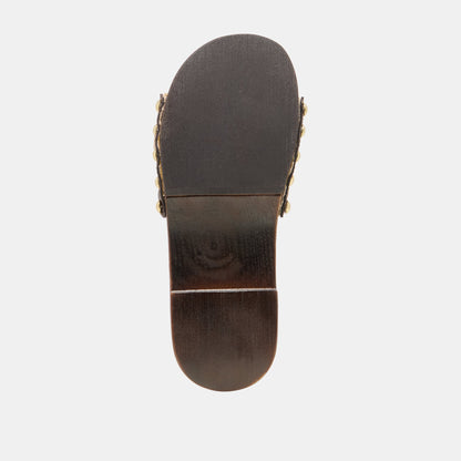 SHERY Natural Raffia Open-Toe Buckle Wood Sole Sandals | Dolce Vita