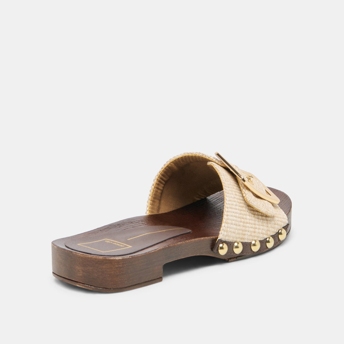 SHERY Natural Raffia Open-Toe Buckle Wood Sole Sandals | Dolce Vita