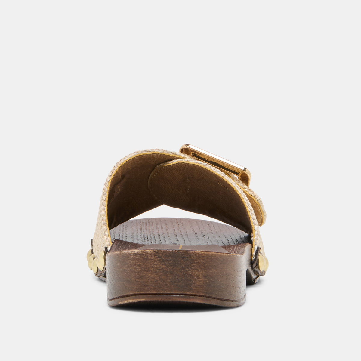 SHERY Natural Raffia Open-Toe Buckle Wood Sole Sandals | Dolce Vita