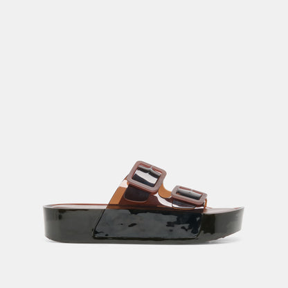 JULIO X Chocolate Vinyl Jelly Platform Sandals | Dolce Vita