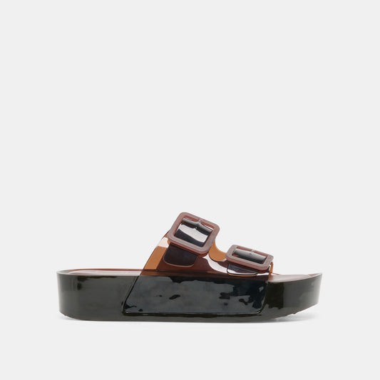 JULIO X Chocolate Vinyl Jelly Platform Sandals | Dolce Vita