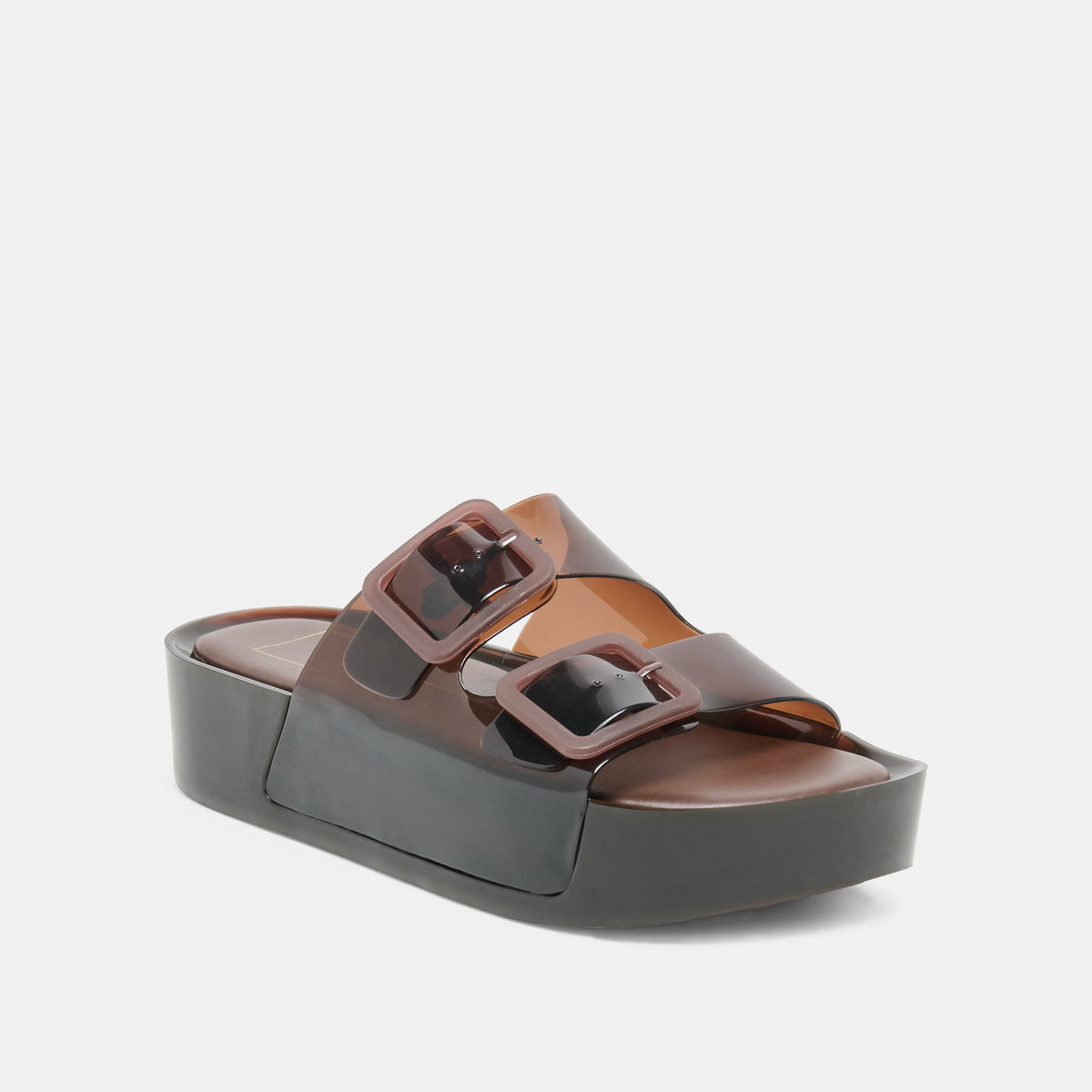 JULIO X Chocolate Vinyl Jelly Platform Sandals | Dolce Vita