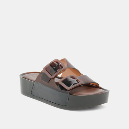 JULIO X Chocolate Vinyl Jelly Platform Sandals | Dolce Vita
