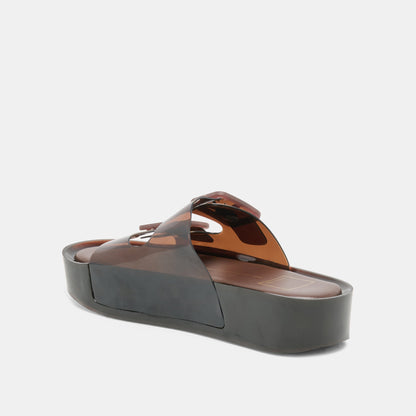 JULIO X Chocolate Vinyl Jelly Platform Sandals | Dolce Vita