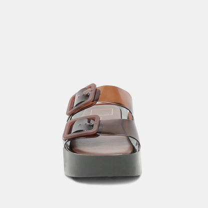 JULIO X Chocolate Vinyl Jelly Platform Sandals | Dolce Vita