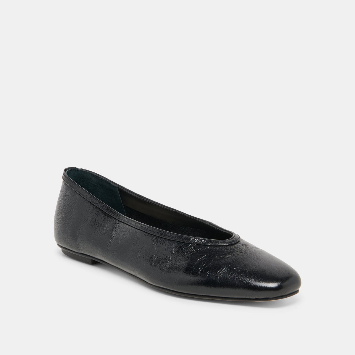 CARET Black Leather Pointed-Toe Ballet Flats | Dolce Vita