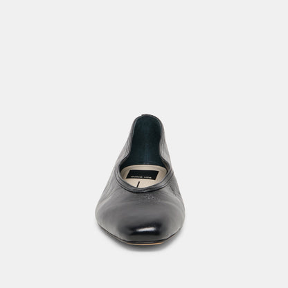 CARET Black Leather Pointed-Toe Ballet Flats | Dolce Vita