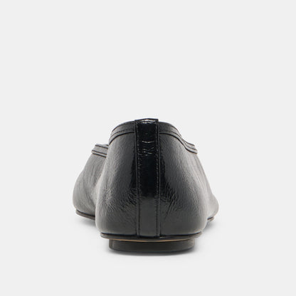 CARET Black Leather Pointed-Toe Ballet Flats | Dolce Vita
