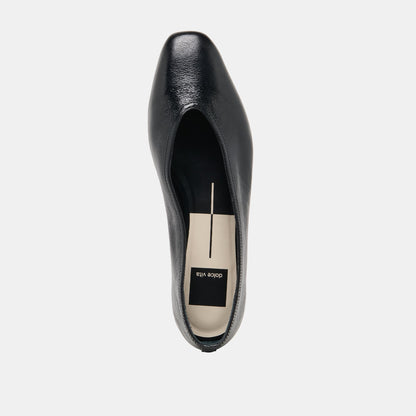 CARET Black Leather Pointed-Toe Ballet Flats | Dolce Vita