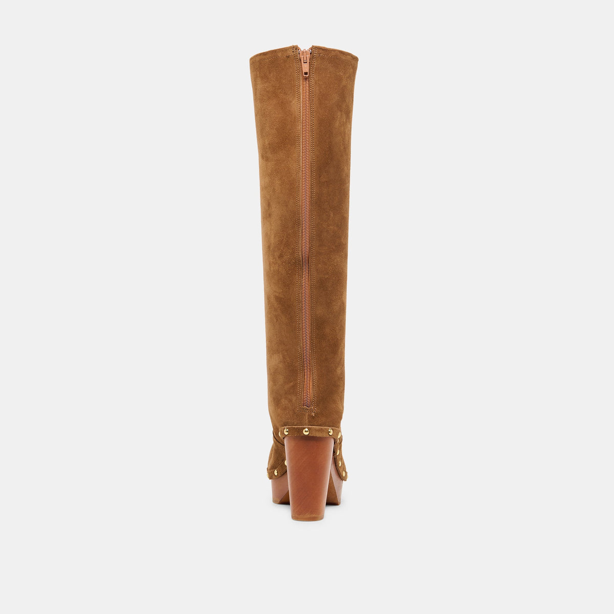JENNY Chestnut Suede Knee-High Platform Wood Sole Boots | Dolce Vita
