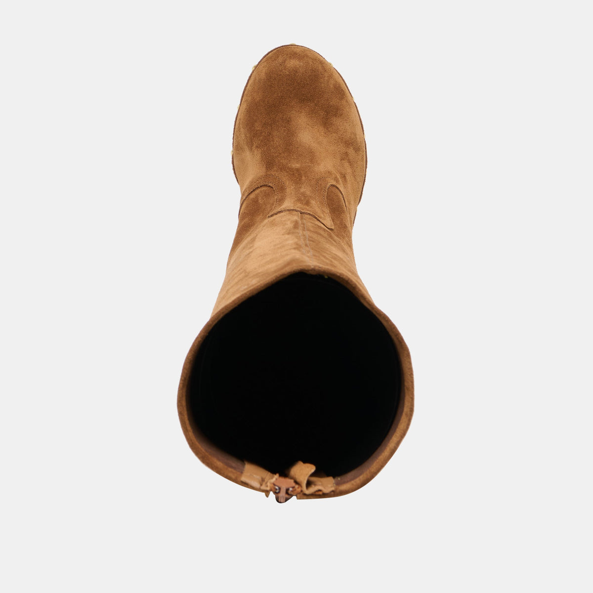 JENNY Chestnut Suede Knee-High Platform Wood Sole Boots | Dolce Vita