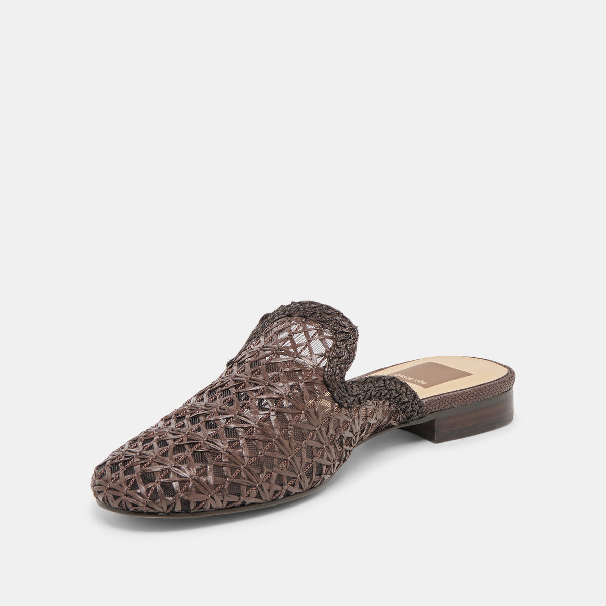 Kirt Chocolate Cross Hatch Raffia Flats | Dolce Vita