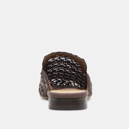 Kirt Chocolate Cross Hatch Raffia Flats | Dolce Vita