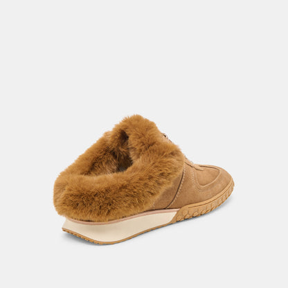 Izzey Plush Lt Brown Suede Sneakers | Dolce Vita