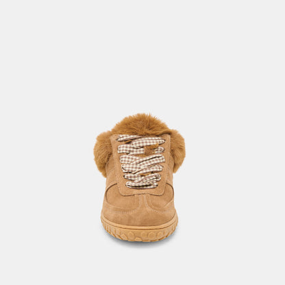 Izzey Plush Lt Brown Suede Sneakers | Dolce Vita