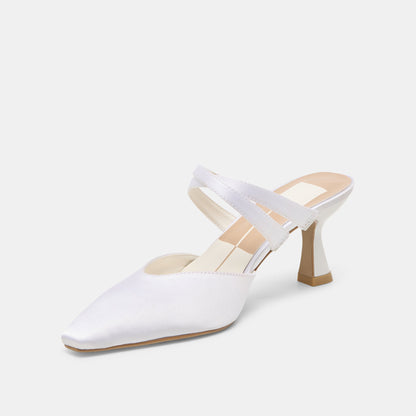 Linore True White Satin Heels | Dolce Vita
