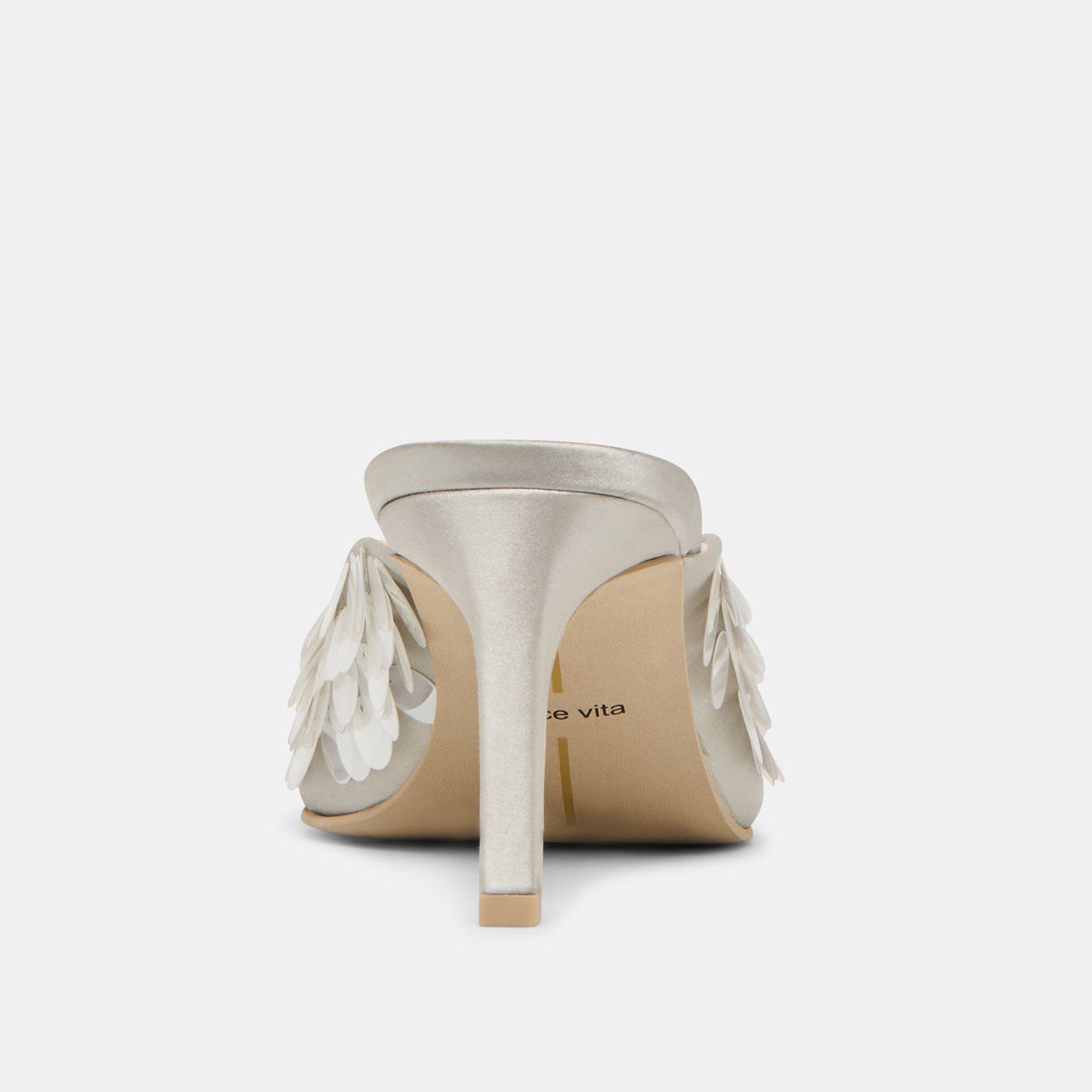 Samary Confetti Silver Satin Heels | Dolce Vita