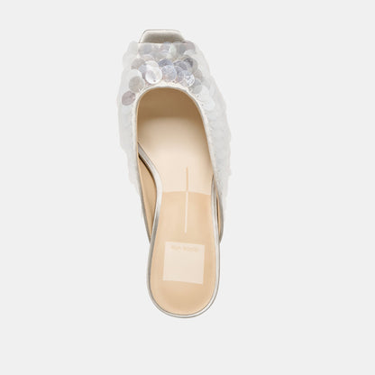 Samary Confetti Silver Satin Heels | Dolce Vita