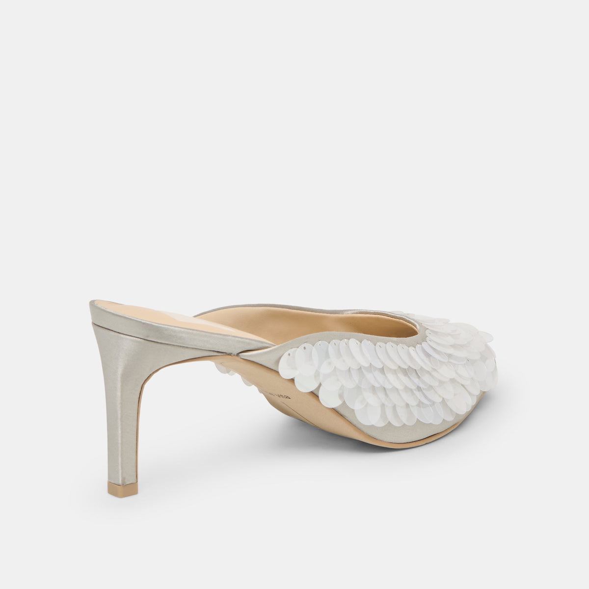 Samary Confetti Silver Satin Heels | Dolce Vita