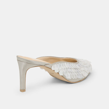 Samary Confetti Silver Satin Heels | Dolce Vita