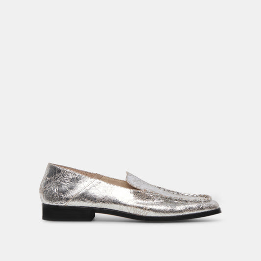 Beny Flats Silver Distressed Leather | Silver Leather Flats for Women
 – Dolce Vita | Dolce Vita
