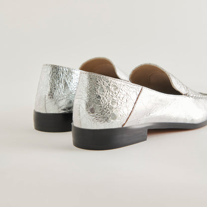 Beny Flats Silver Distressed Leather | Silver Leather Flats for Women
 – Dolce Vita | Dolce Vita