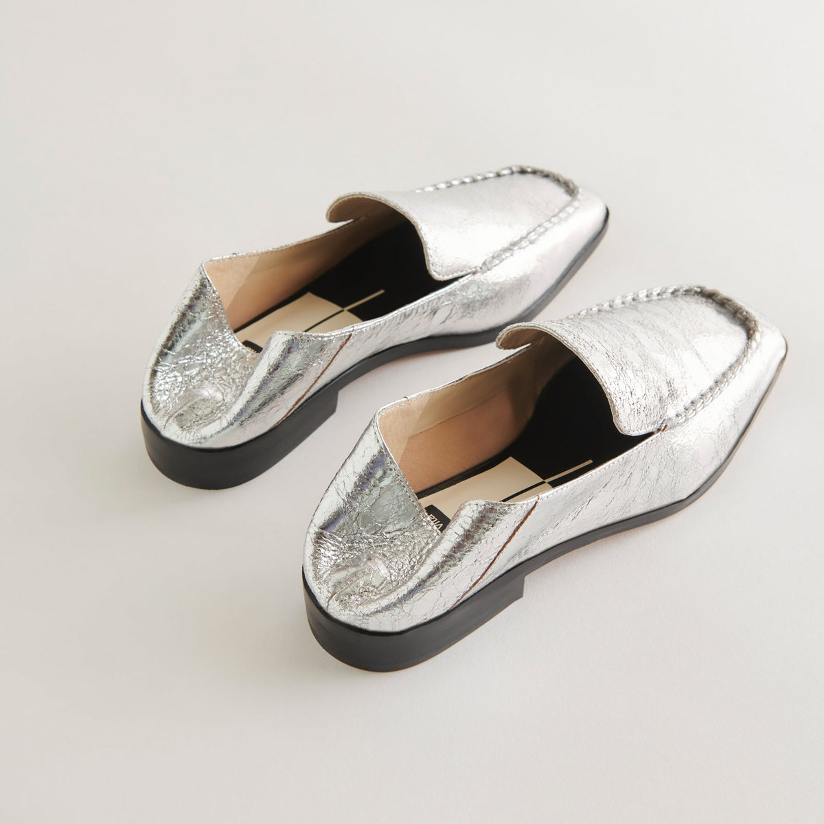 Beny Flats Silver Distressed Leather | Silver Leather Flats for Women
 – Dolce Vita | Dolce Vita
