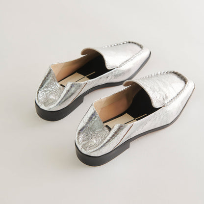 Beny Flats Silver Distressed Leather | Silver Leather Flats for Women
 – Dolce Vita | Dolce Vita