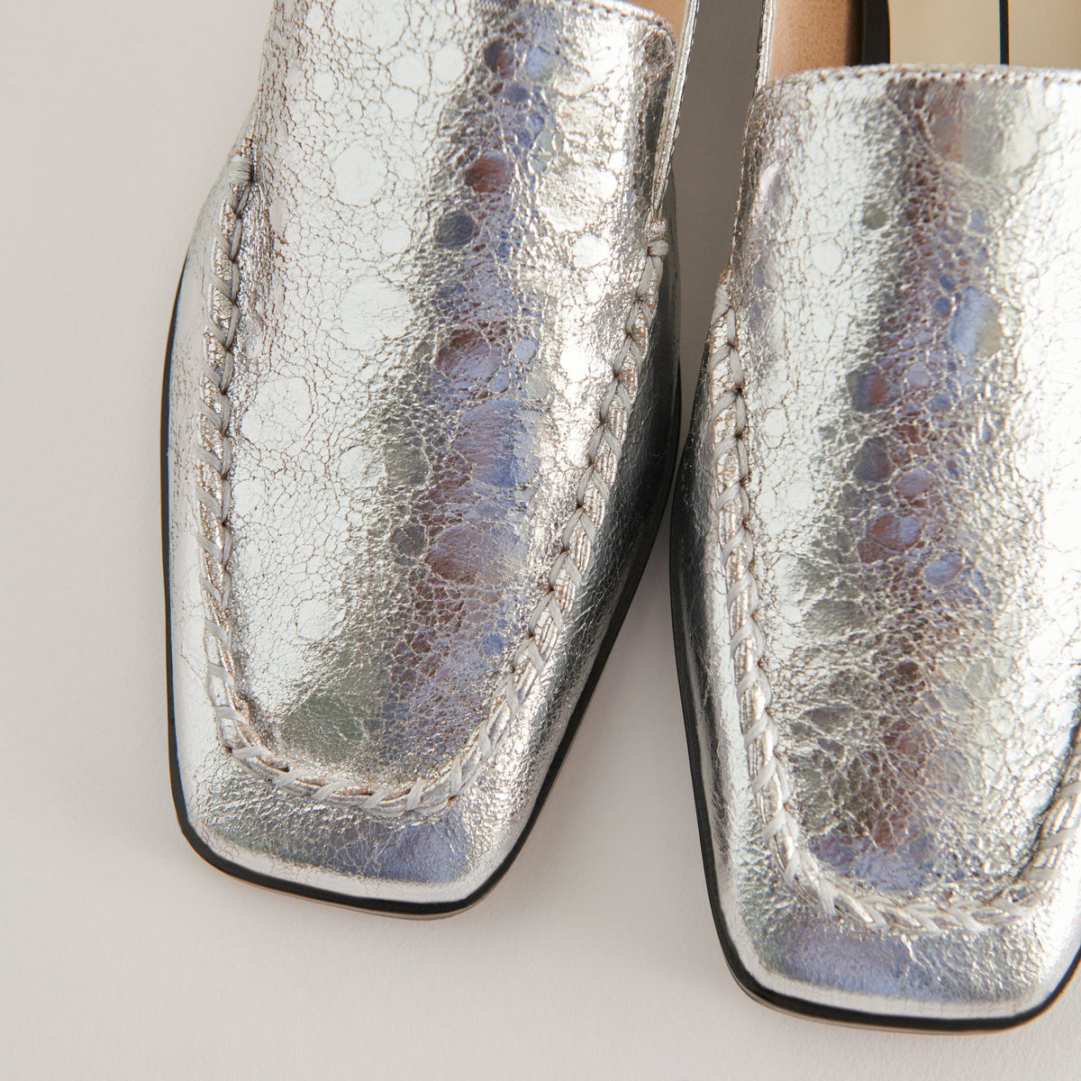Beny Flats Silver Distressed Leather | Silver Leather Flats for Women
 – Dolce Vita | Dolce Vita
