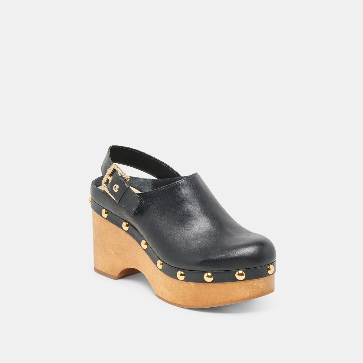 Adelan Black Leather Clogs | Dolce Vita