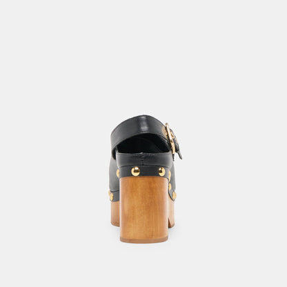 Adelan Black Leather Clogs | Dolce Vita