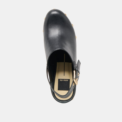 Adelan Black Leather Clogs | Dolce Vita