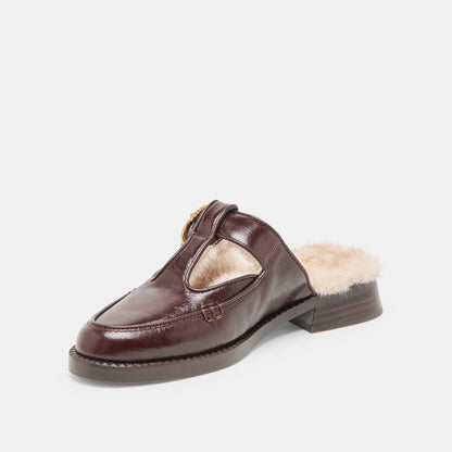 Harlah Plush Chocolate Leather Flats | Dolce Vita