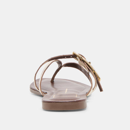 Piers Beige Croco Embossed Leather Sandals | Dolce Vita