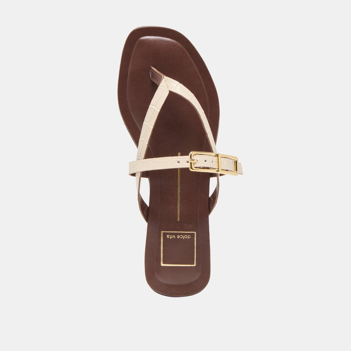 Piers Beige Croco Embossed Leather Sandals | Dolce Vita