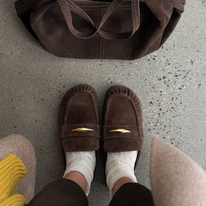 Jodero Dk Brown Suede Flats | Dolce Vita