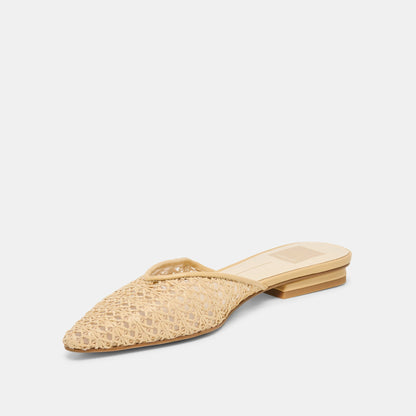 Elm Natural Cross Hatch Raffia Flats | Dolce Vita