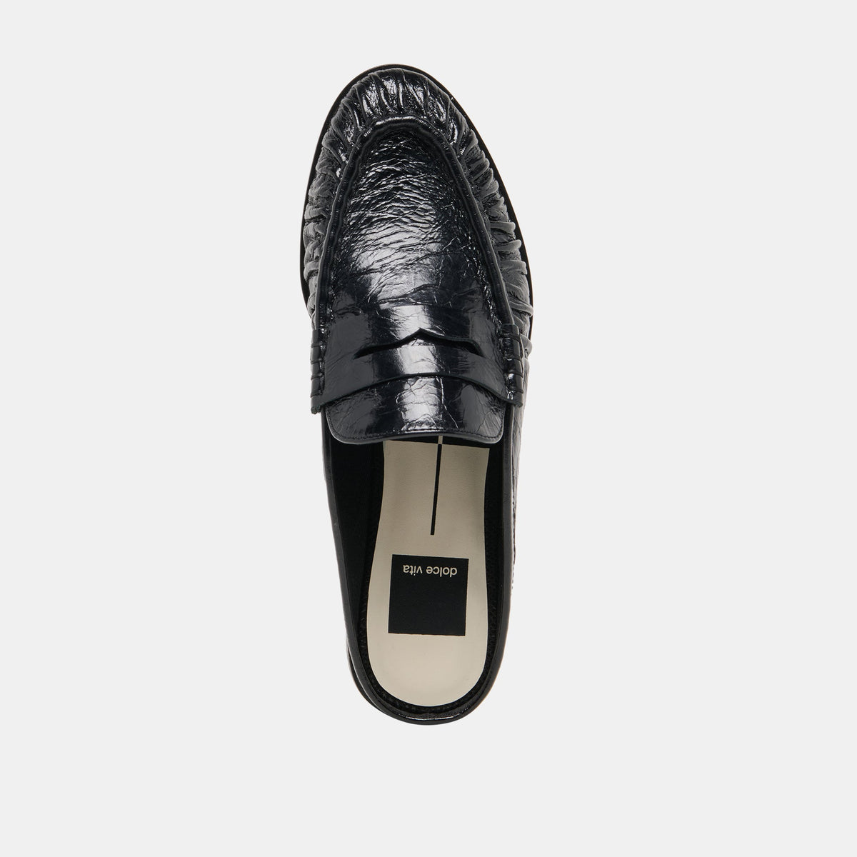 BETZY Midnight Crinkle Patent Closed-Toe Slip-On Loafers | Dolce Vita