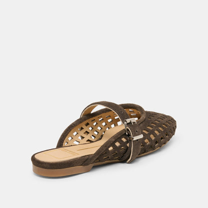 Mirian Dk Brown Suede Flats | Dolce Vita
